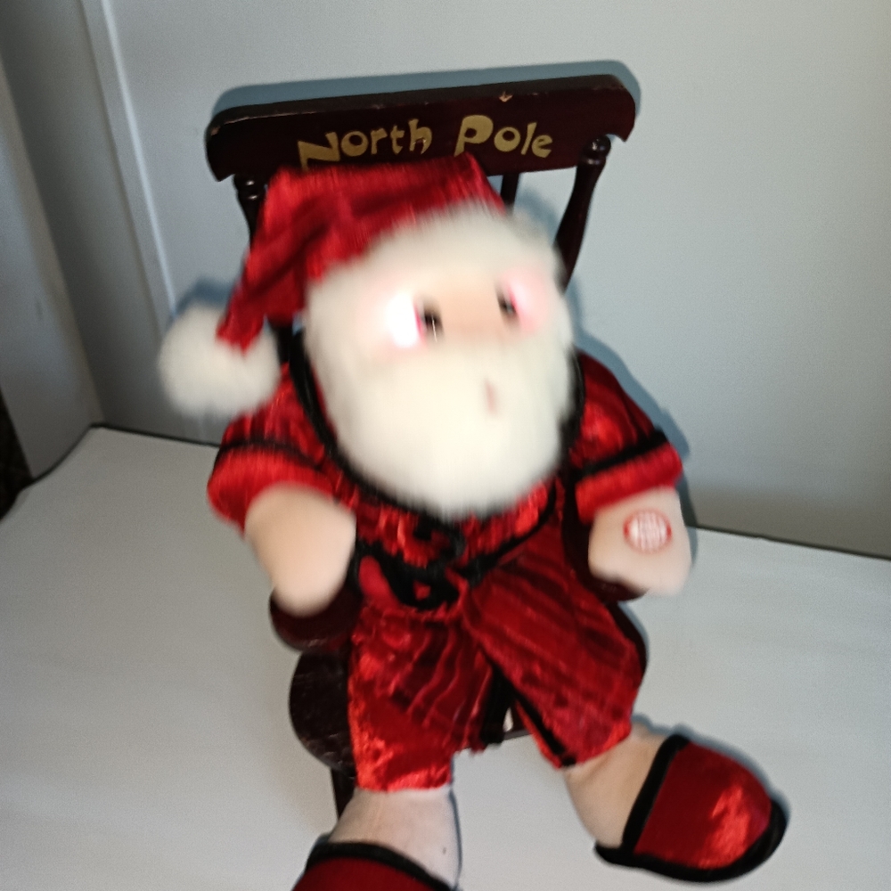 Dan Dee Light up singing and rocking Santa in Wooden rocking chair
